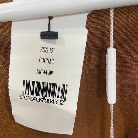 NWT Self-Portrait Women’s Midi Wrap Dress Button Front Cognac Brown sz 0 - Picture 6 of 15